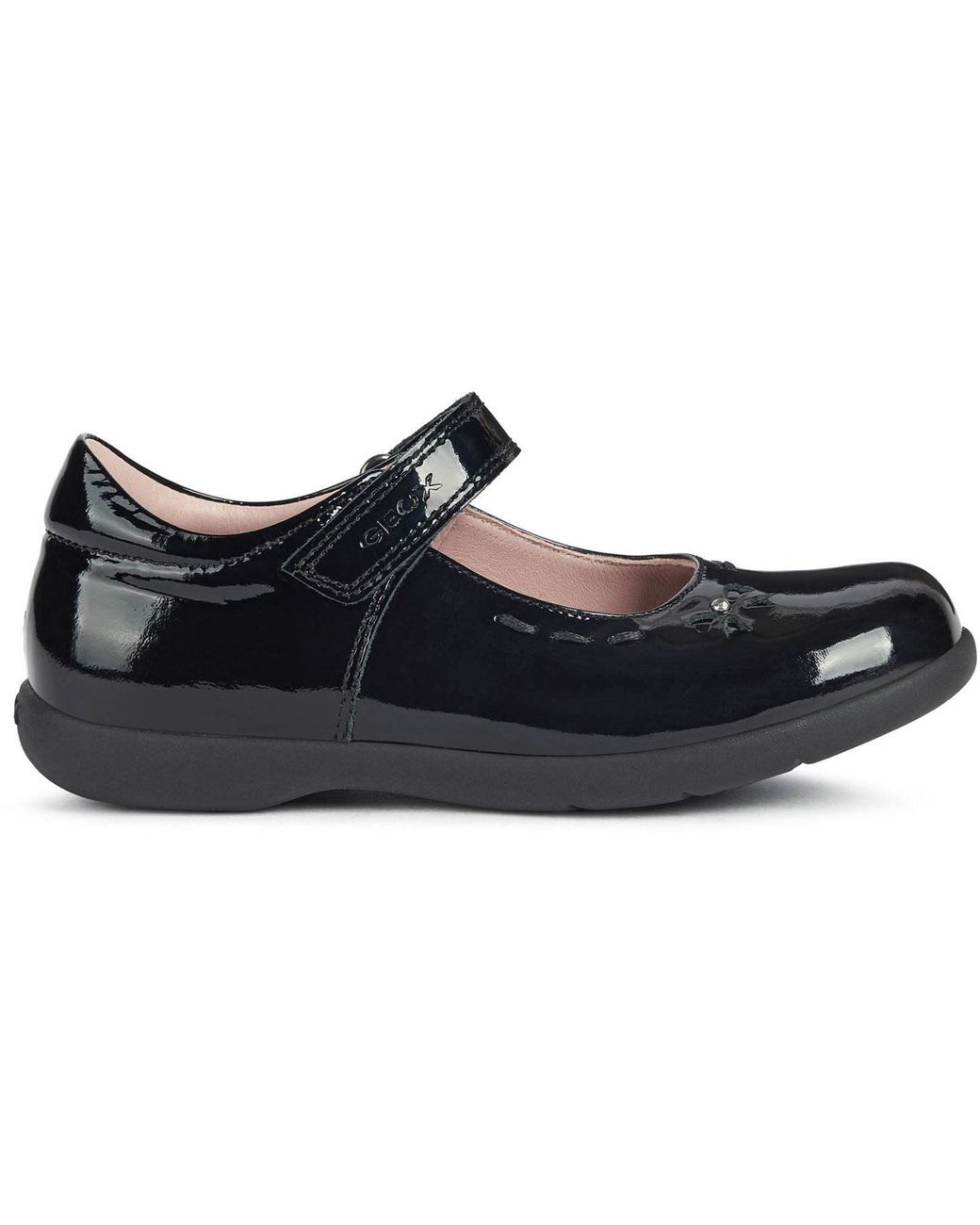 Geox Black J Naimara G.A Leather Patent Shoes
