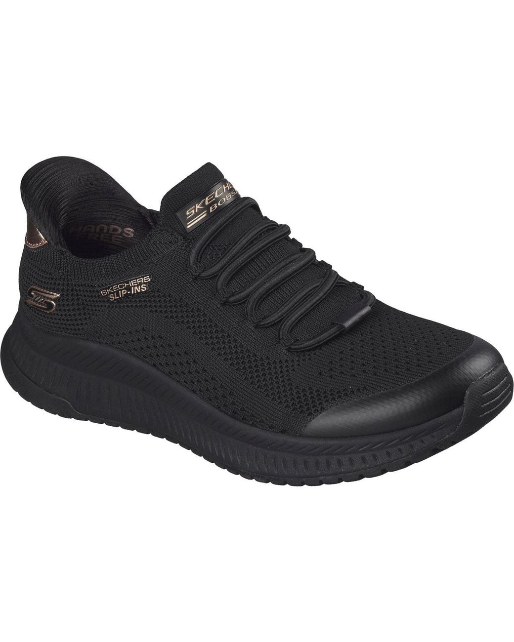 Skechers Black Bobs Sport Squad 4 Dire Step Polyester Trainers