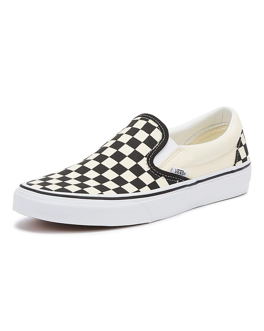 Vans White Classic Slip-On Checkboard Canvas Skate Trainers Rubber
