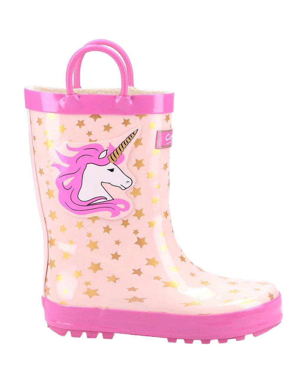 Cotswold Pink Puddle Rubber Unicorn Wellington Boots