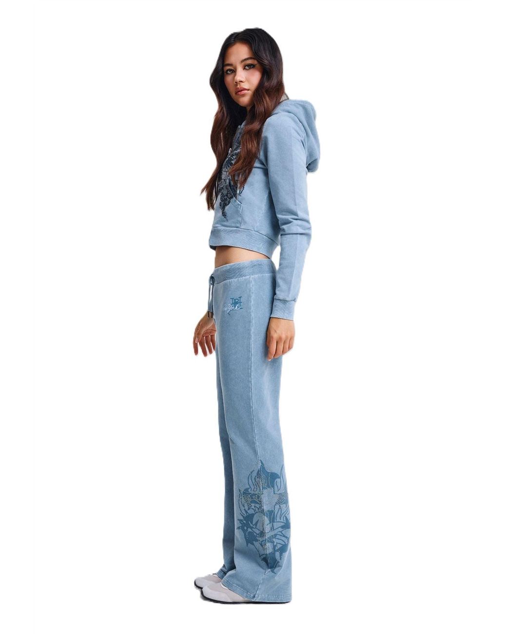 Ed Hardy Blue Cross And Thorn Flared Joggers