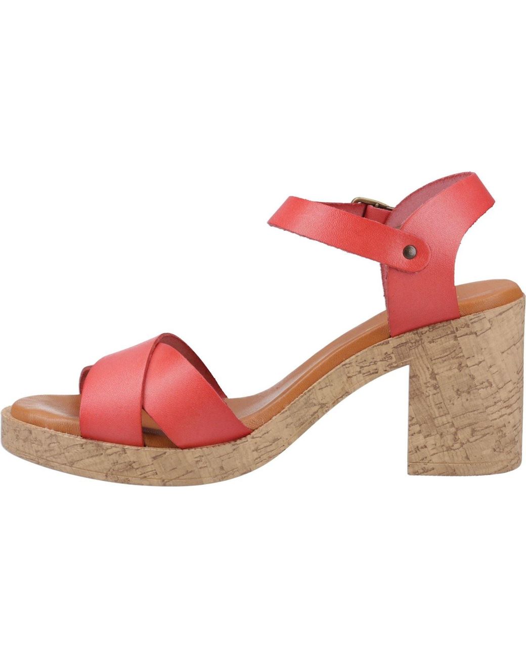 Hush Puppies Pink Georgia Cork Leather Coral Heels