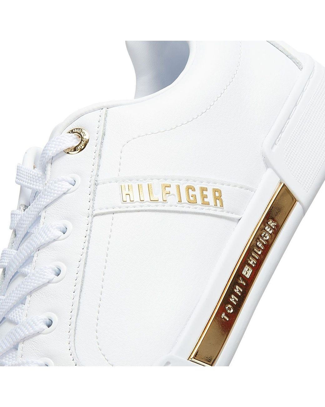 tommy hilfiger white and gold sneakers
