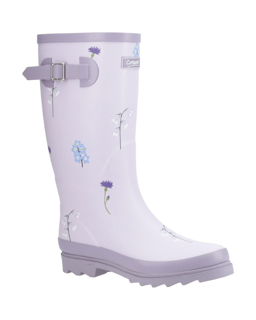 Cotswold Purple Wildflower Tall Rubber Wellington Boots