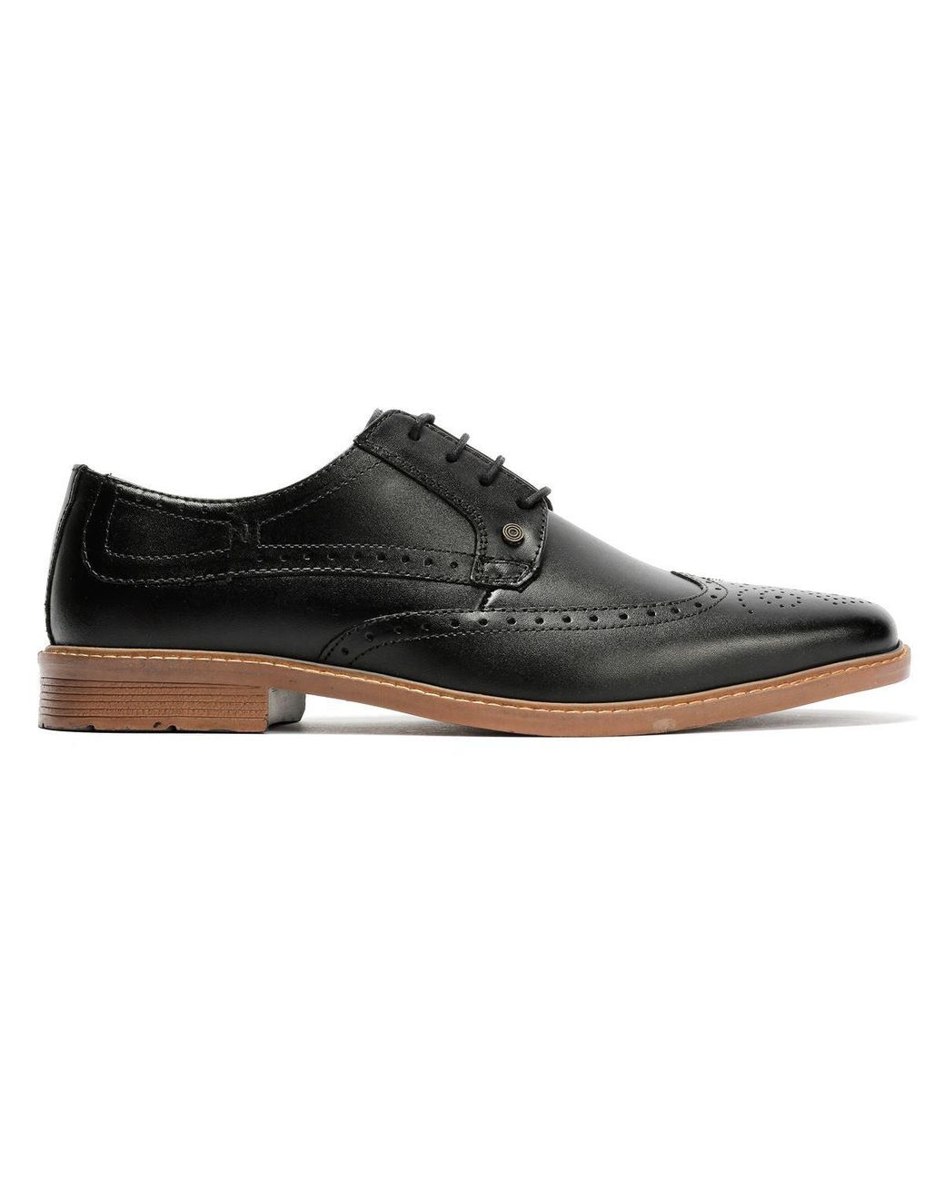 Lambretta Black Stockton Leather Lace-Up Shoes for men