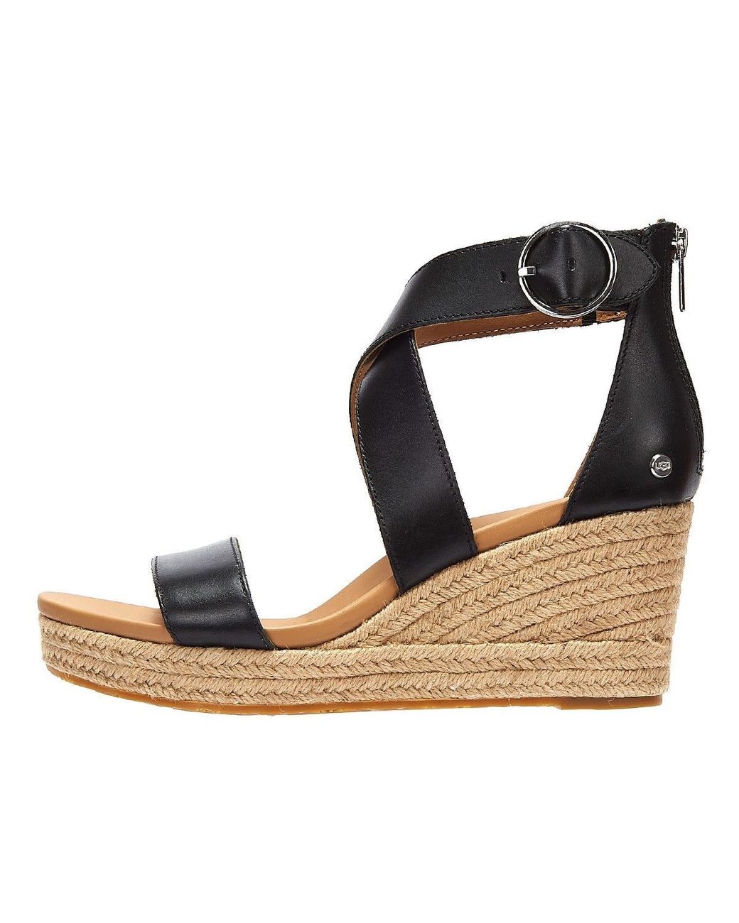 ugg black wedge sandals