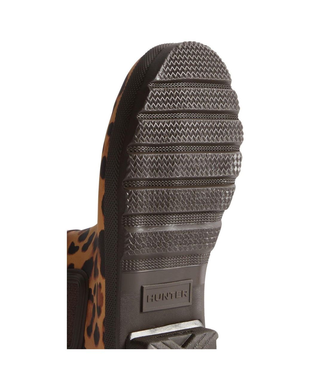 Hunter Brown Original Chelsea Leopard Print Boot Rubber Leopard Print/Chocolate Wellington Boots