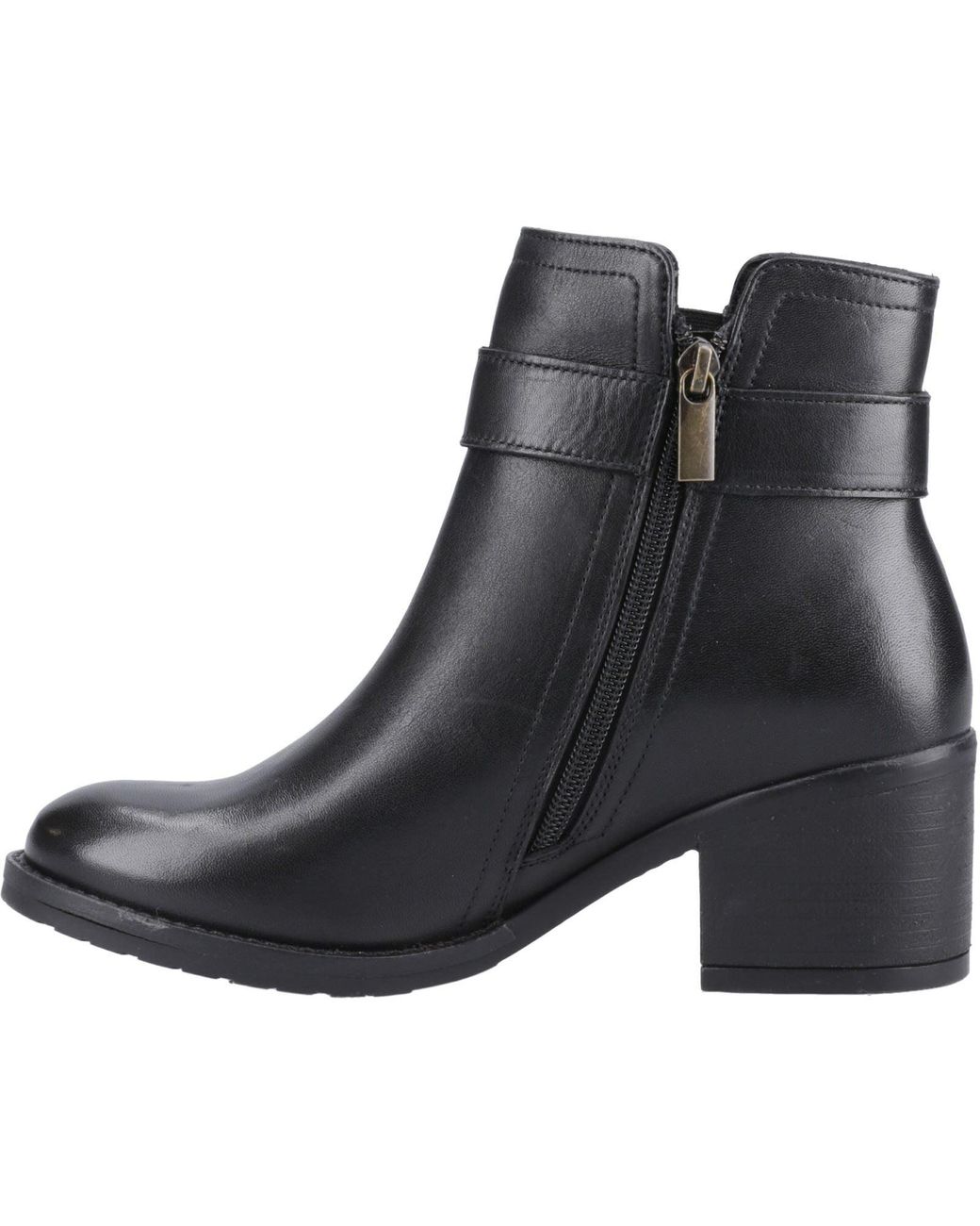 Hush Puppies Black Hensley Leather Heeled Ankle Boots