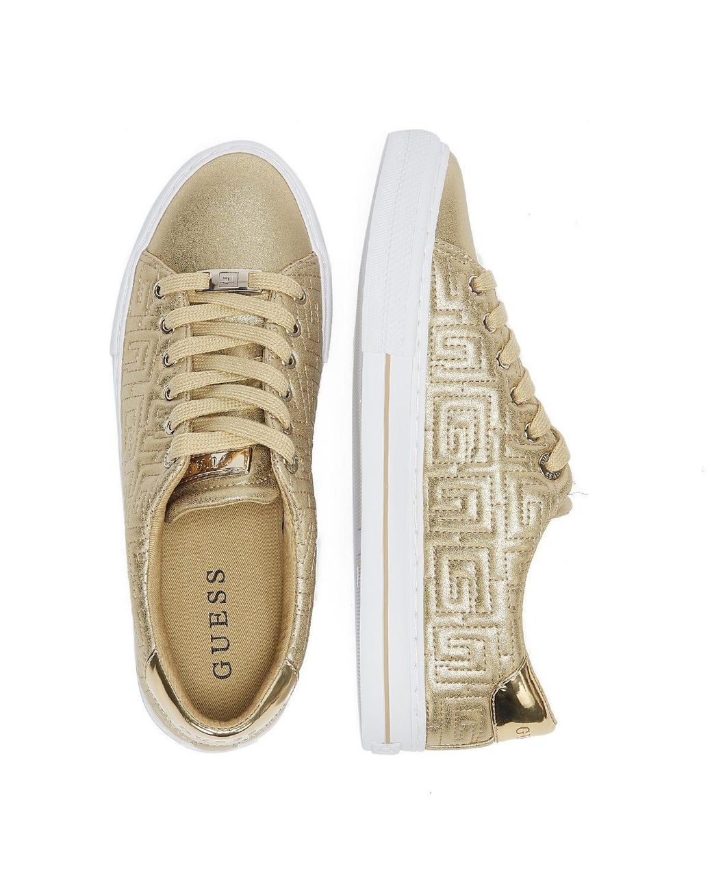 guess black and gold trainers