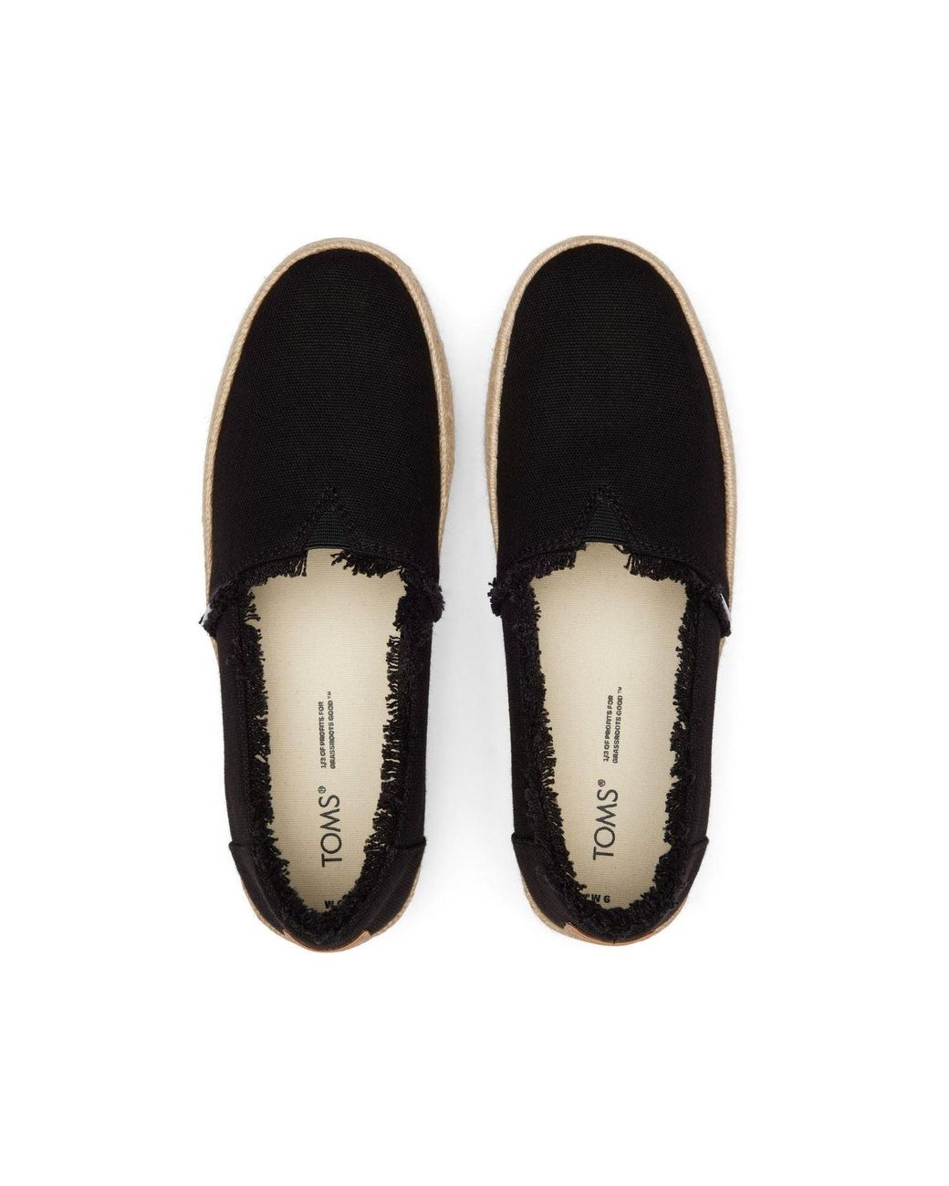 TOMS Black Valencia 100% Cotton Espadrilles