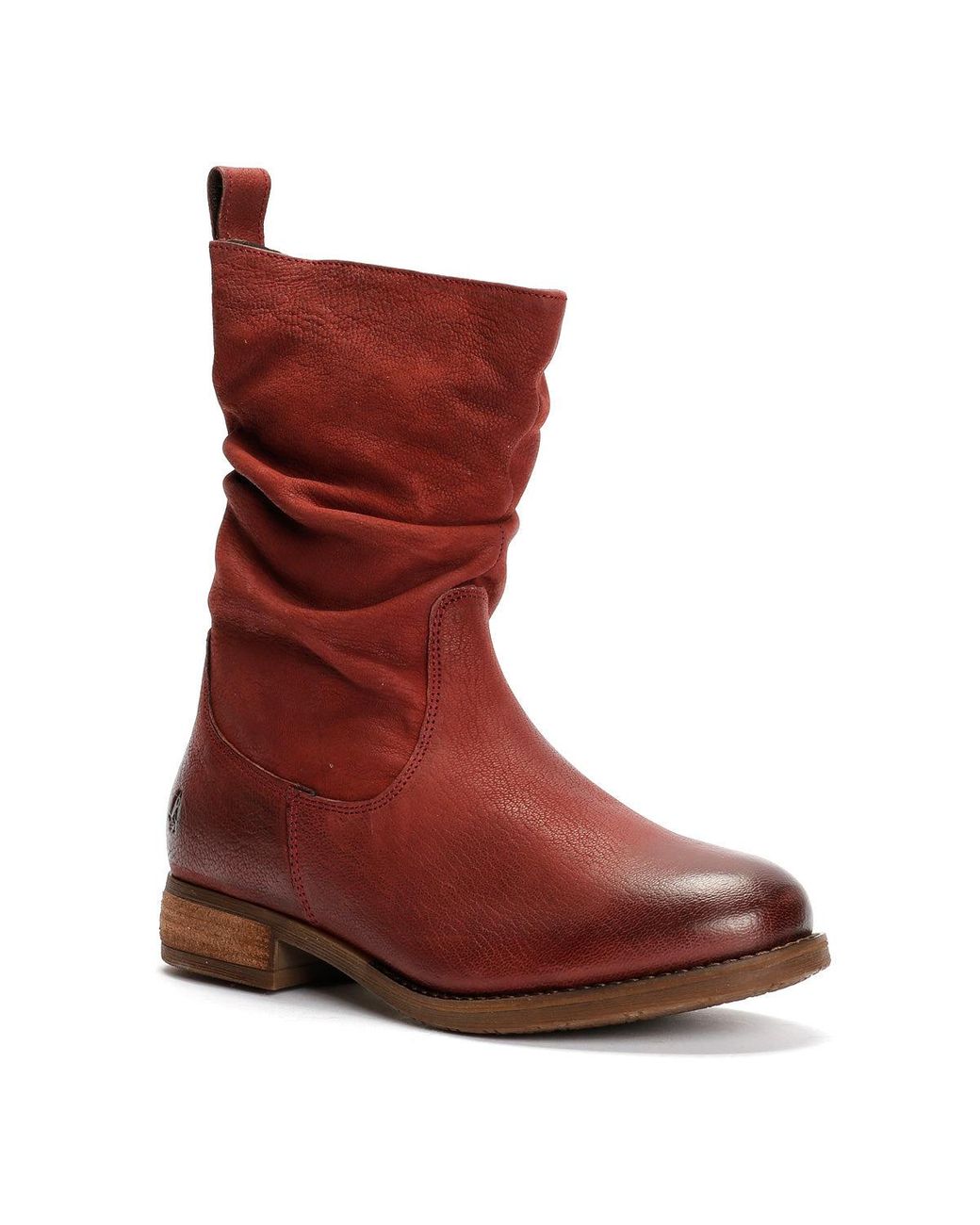 Hush Puppies Red Emilia Leather Burgundy Winter Mid Calf Boots
