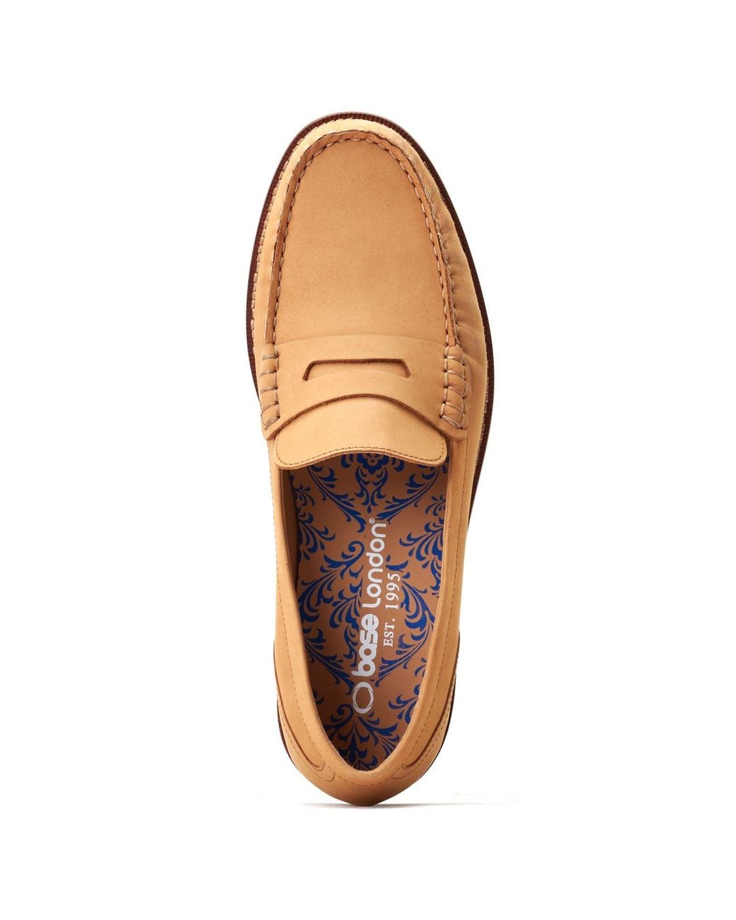 Base London Brown Garfield Leather Burnt Loafers for men