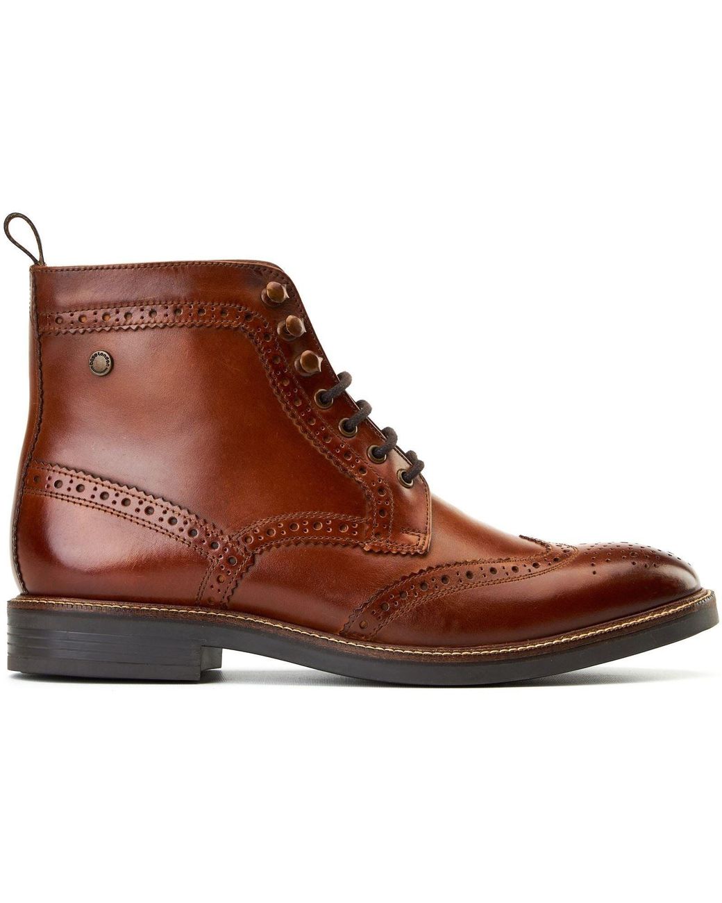 Base London Brown Bristol Leather Burnt Brogues Shoes