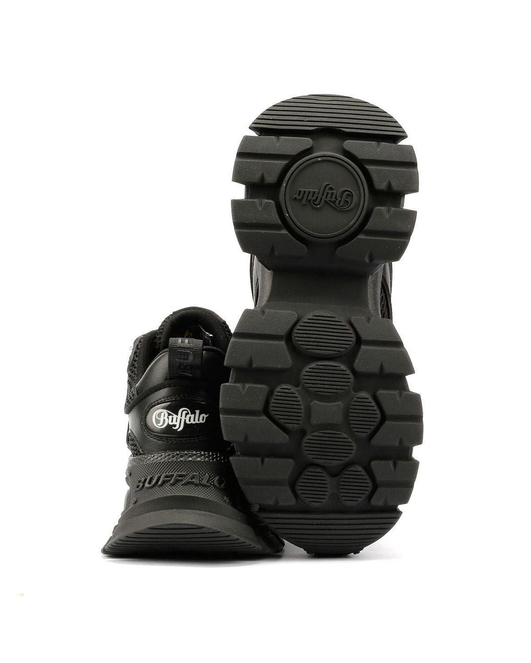 Buffalo Black Saturn Lace Trainers