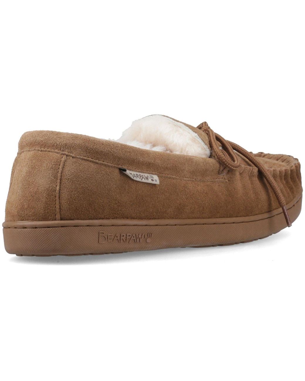 BEARPAW Brown Moc Ii Suede Hickory Slippers for men