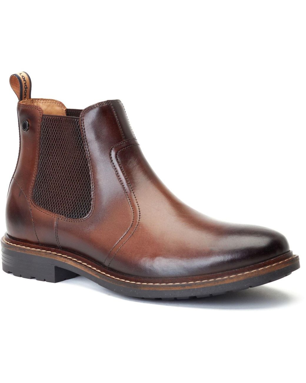 Base London Brown Bloom Leather Burnt Boots for men
