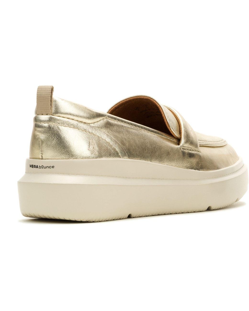 Hush Puppies White Joy Penny Leather Champagne Loafers