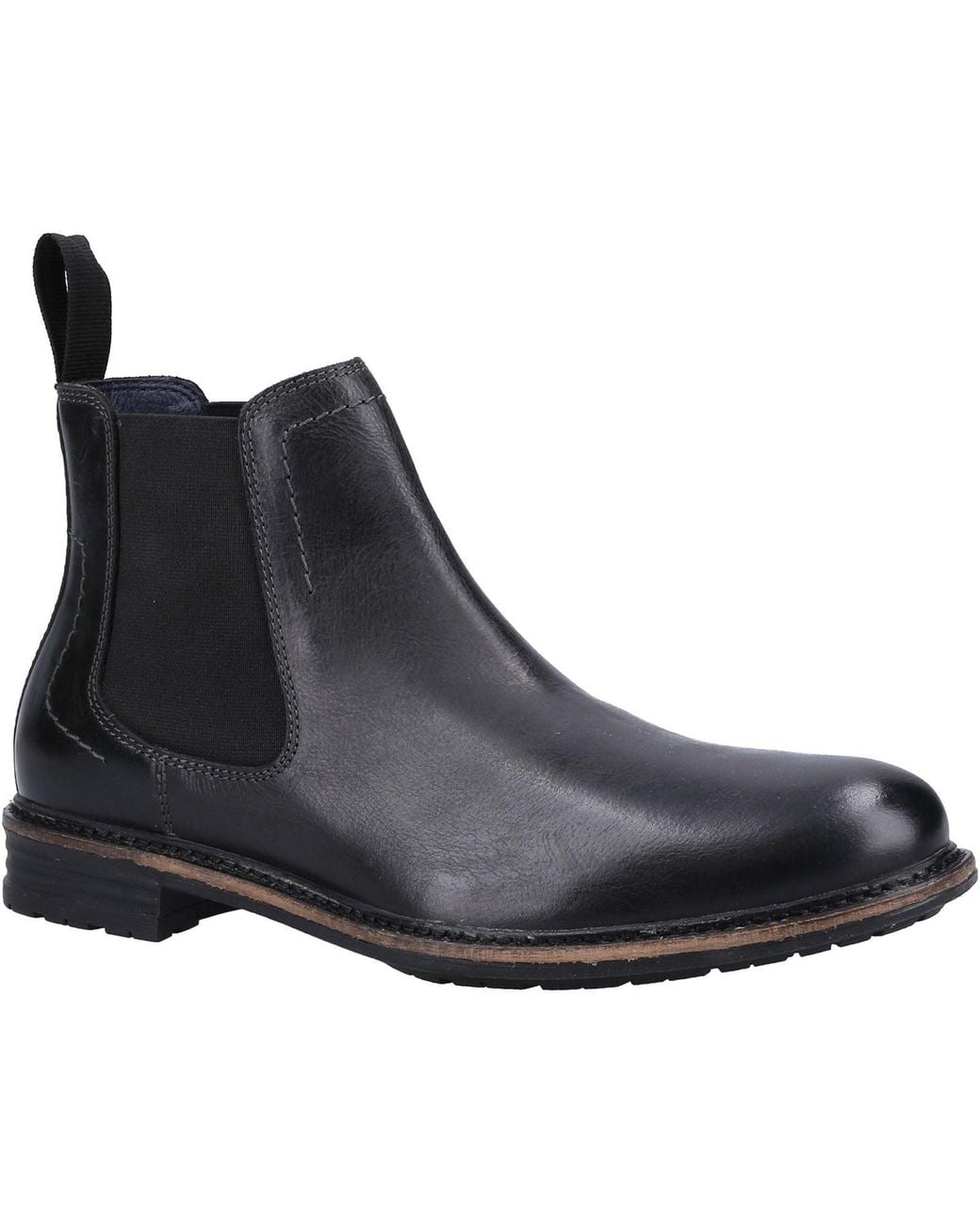Hush Puppies Black Justin Chelsea Leather Boots for men
