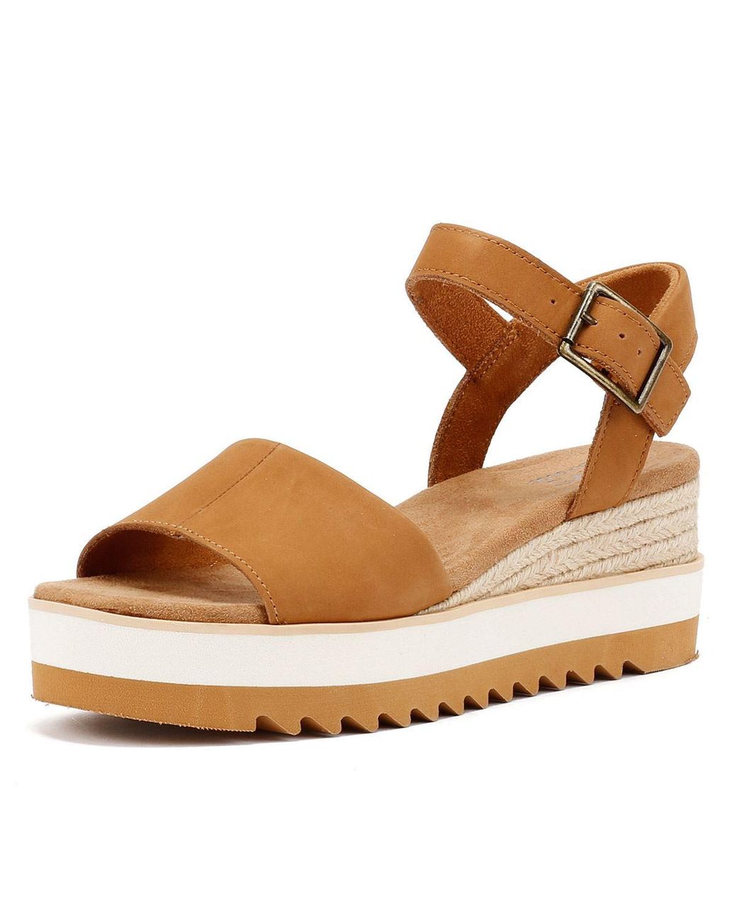 TOMS Brown Diana Leather Wedges