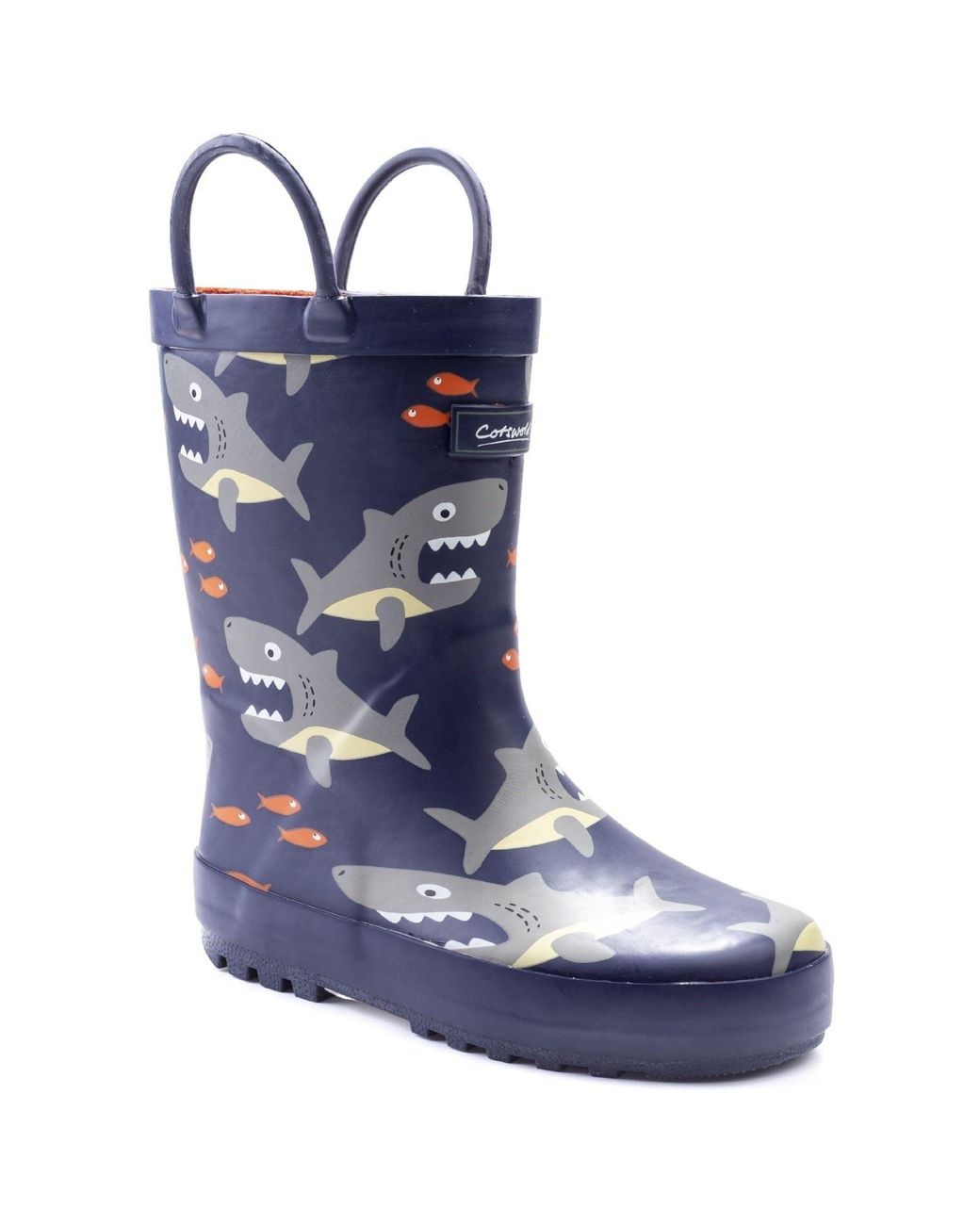 Cotswold Blue Puddle Rubber Shark Wellington Boots