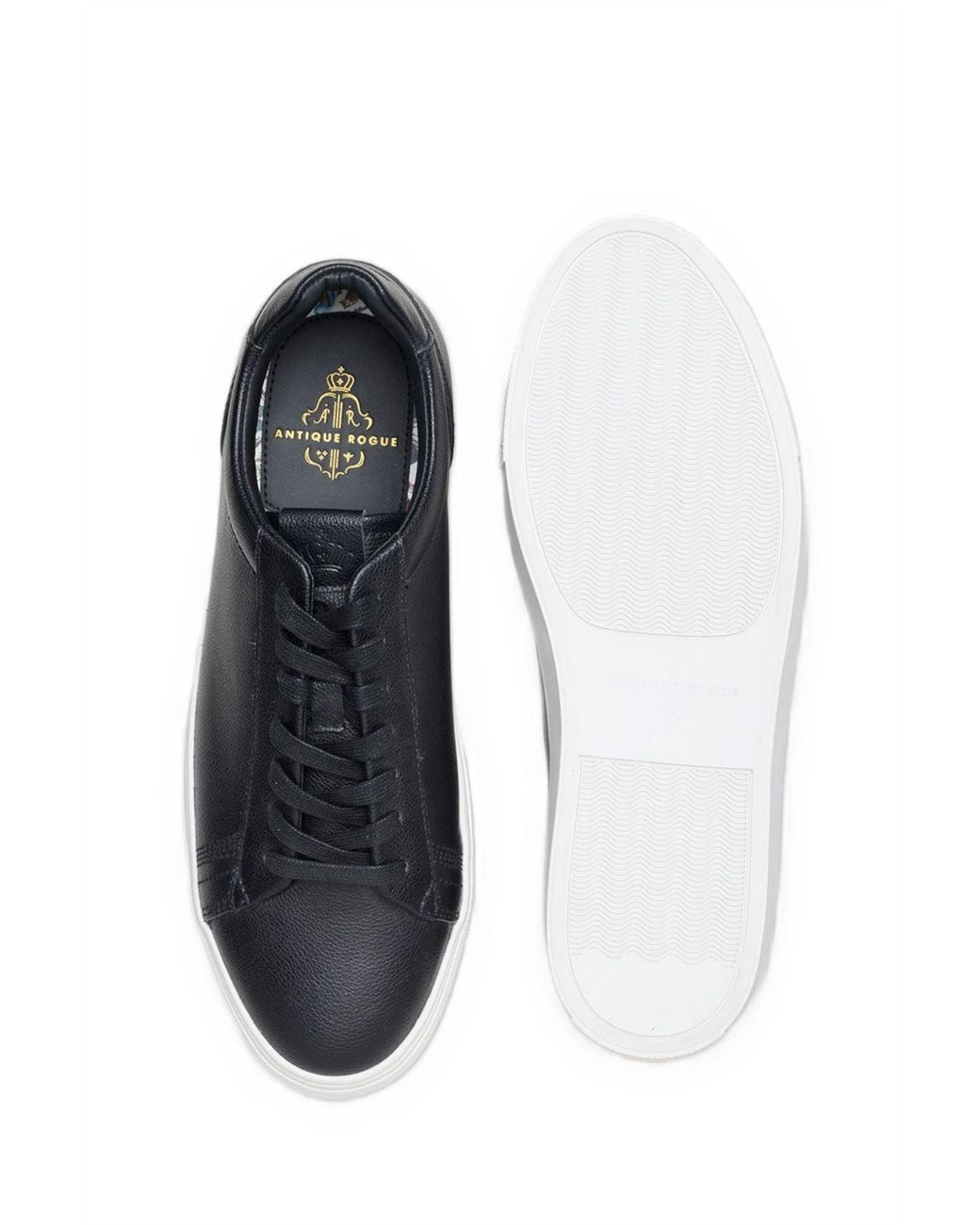 Antique Rogue Black Gibbs Leather Trainers for men