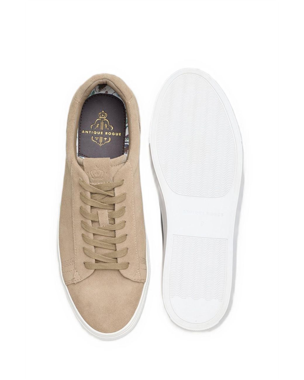 Antique Rogue Natural Gibbs Suede Stone Trainers for men