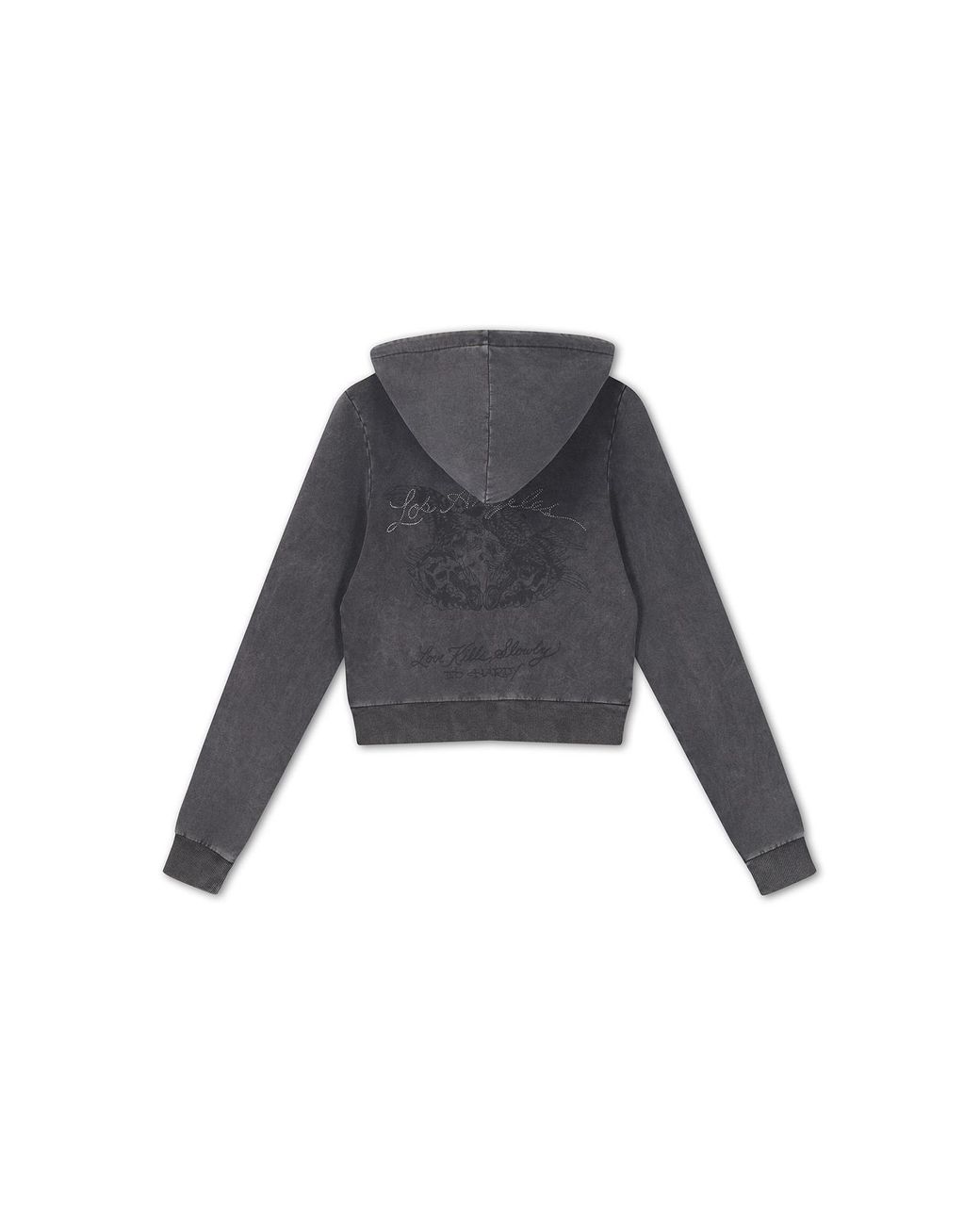 Ed Hardy Black Stay True Fitted Cropped Zip Hoodie