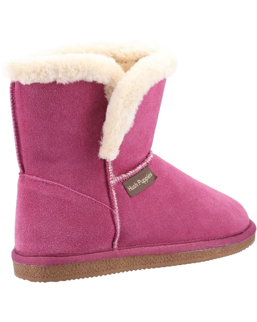 Hush Puppies Pink Ashleigh Suede And Faux Fur Slippers