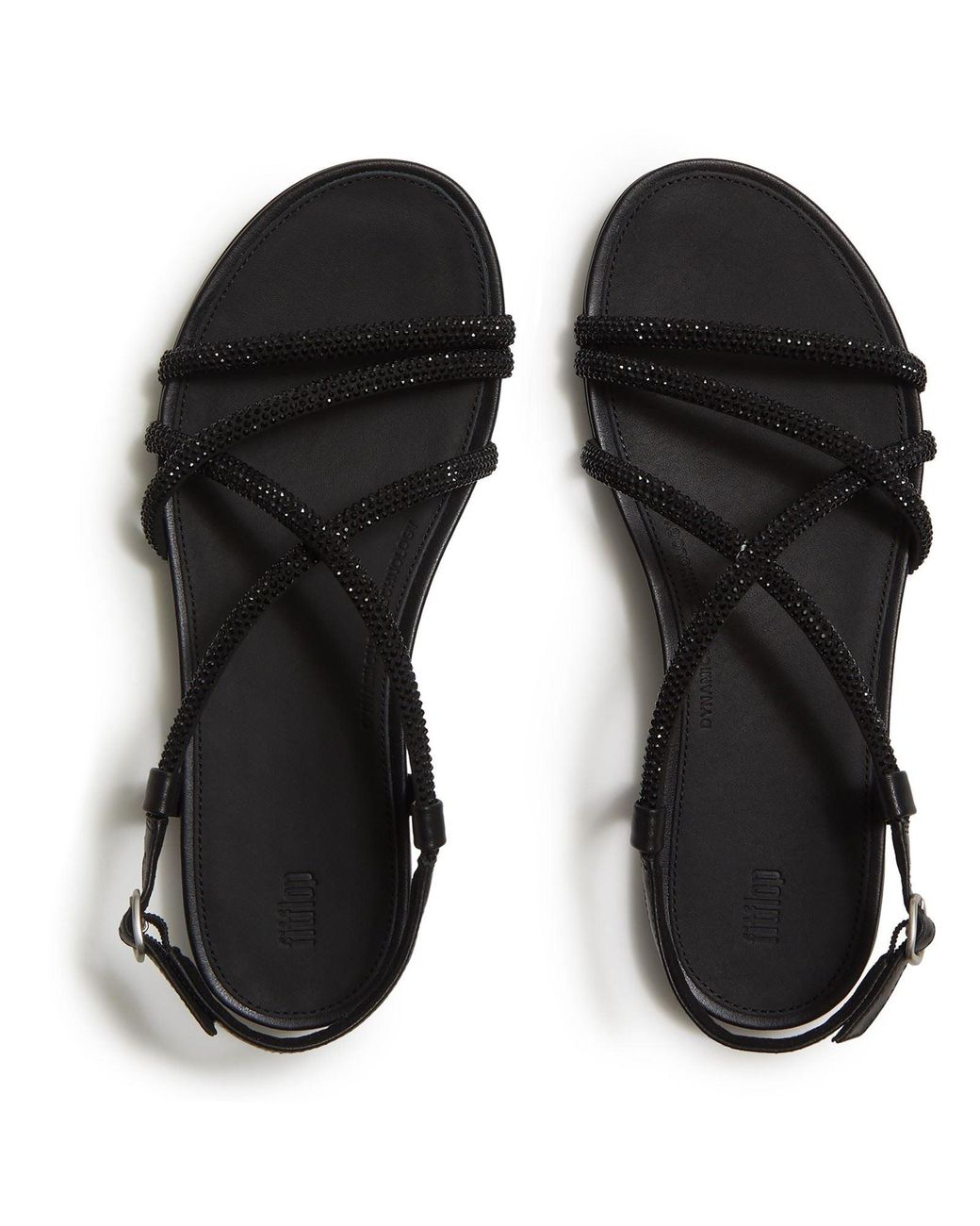 Fitflop Black Fino Toe-Post Leather All Sandals