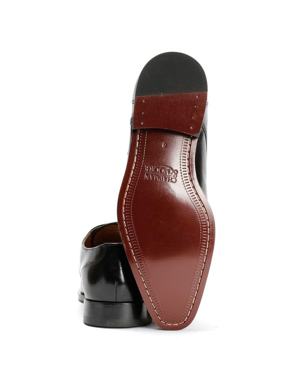 Chapman & Moore Black Toe Cap Monk Leather Shoes for men