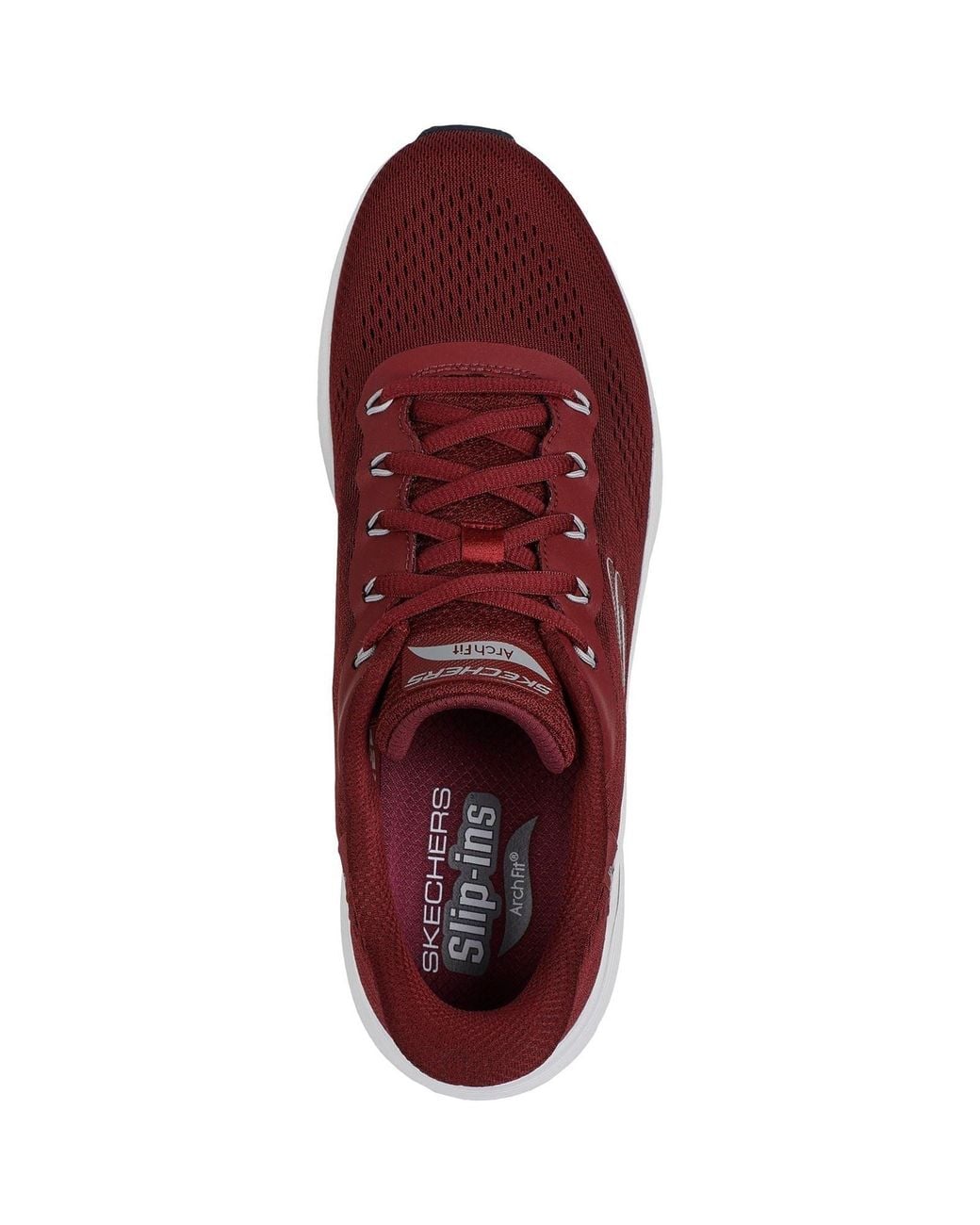 Skechers Red Arch Fit 2.0 Lestur Textile Burgundy Trainers for men