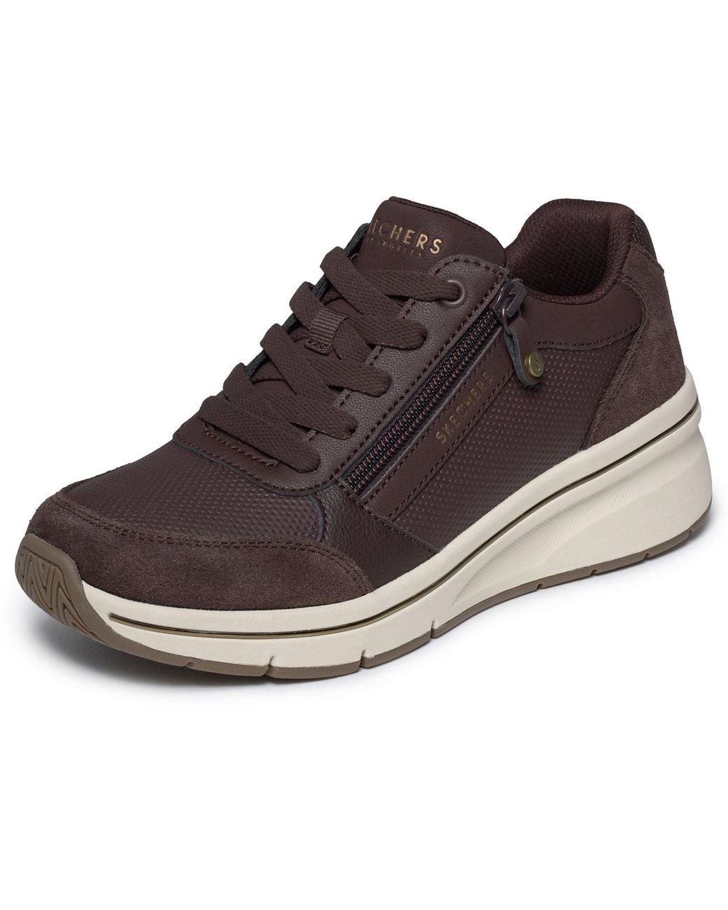 Skechers Brown Billion Flex Luxe Up Leather Duraleather/Mesh Trainers