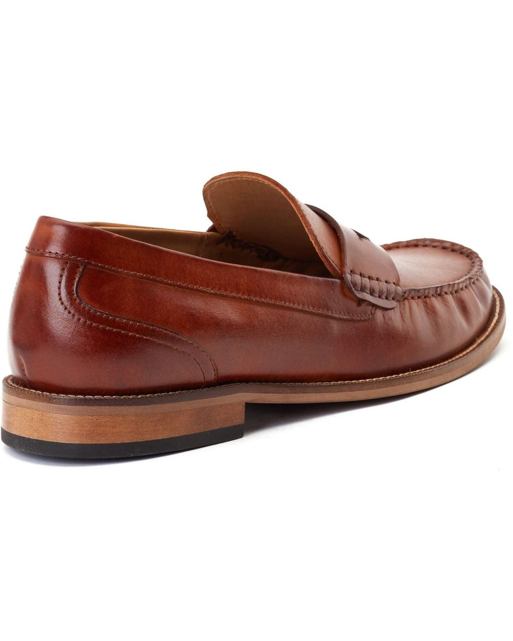 Base London Brown Garfield Leather Burnt Loafers for men