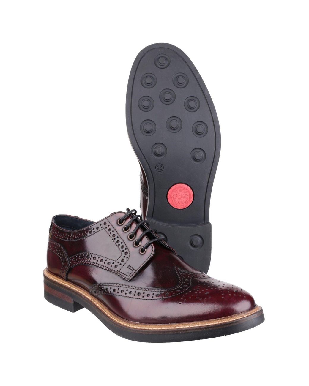 Base London Brown Woburn Leather Bordo Brogues Shoes for men