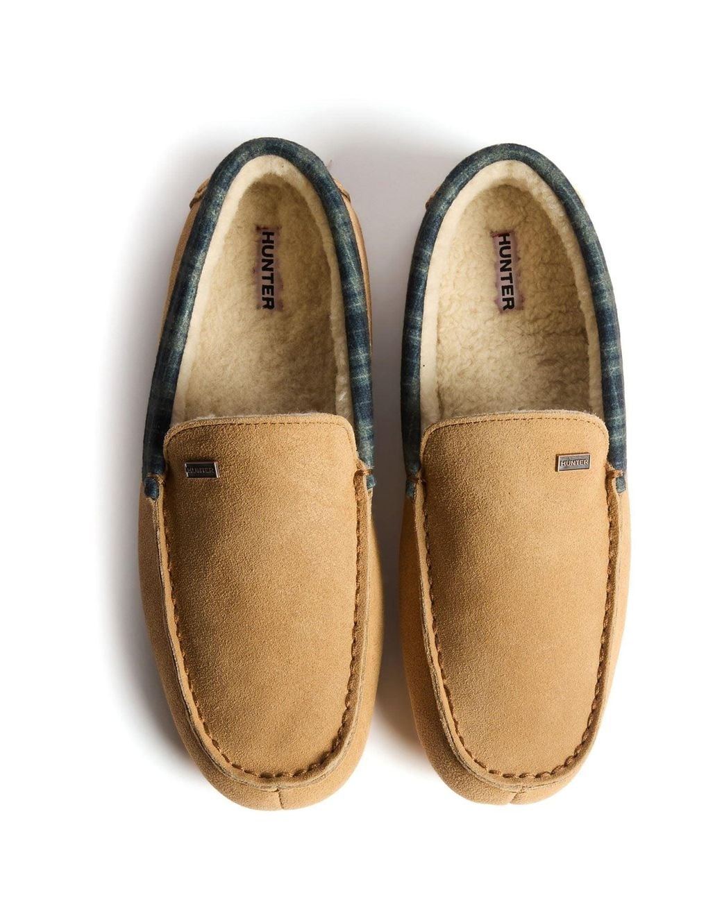 Hunter Brown Moccassin Suede Slippers for men