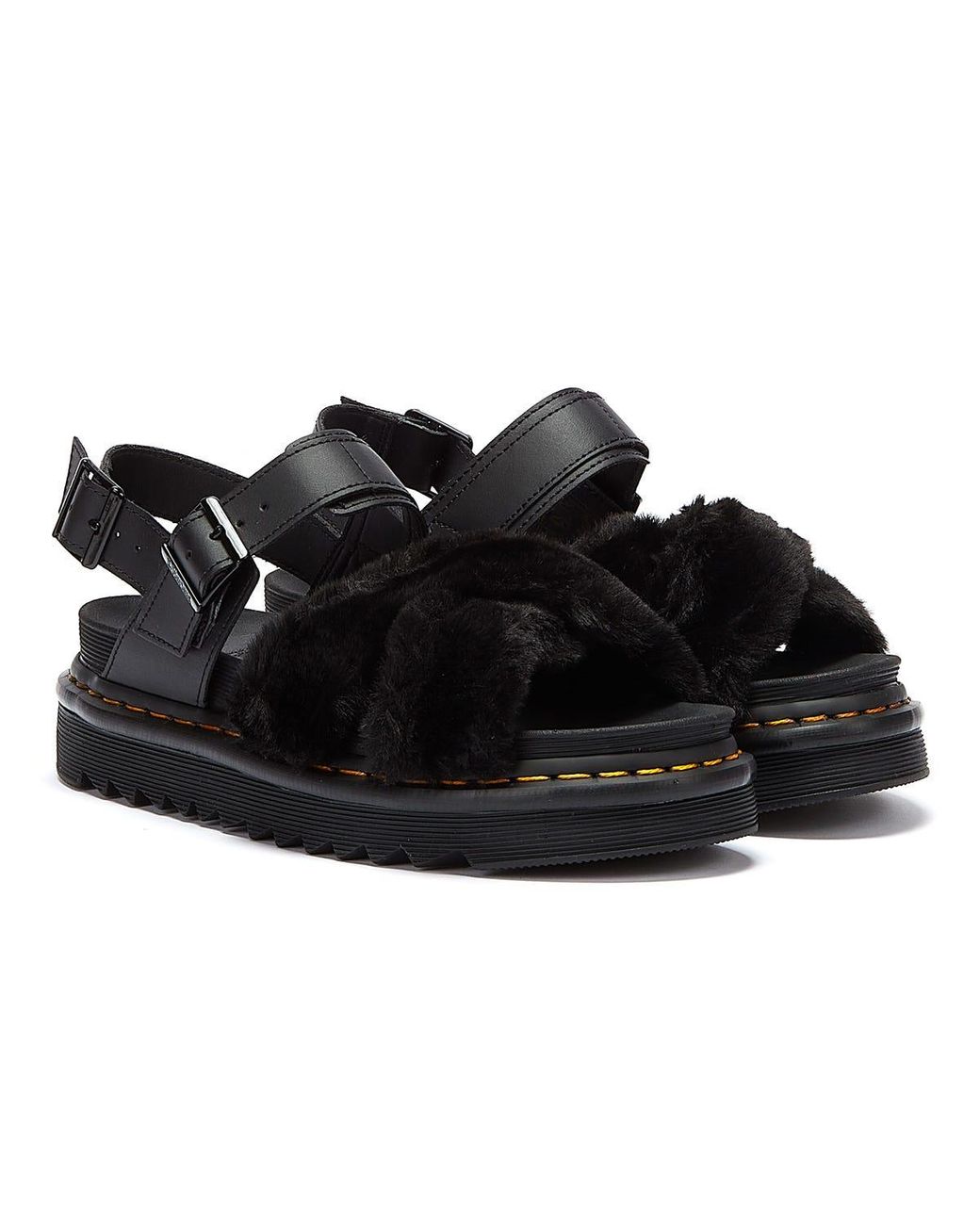 Dr. Martens Dr. Martens Voss Ii Fluffy Womens Black Sandal - Lyst
