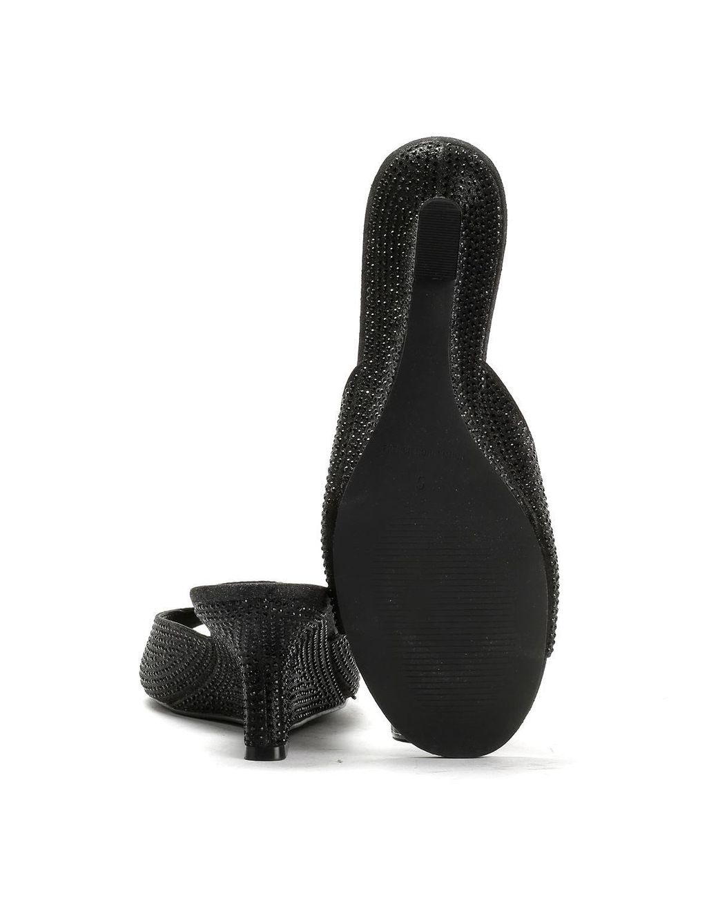 French Connection Black Tina Rhinestone Wedge Sandals