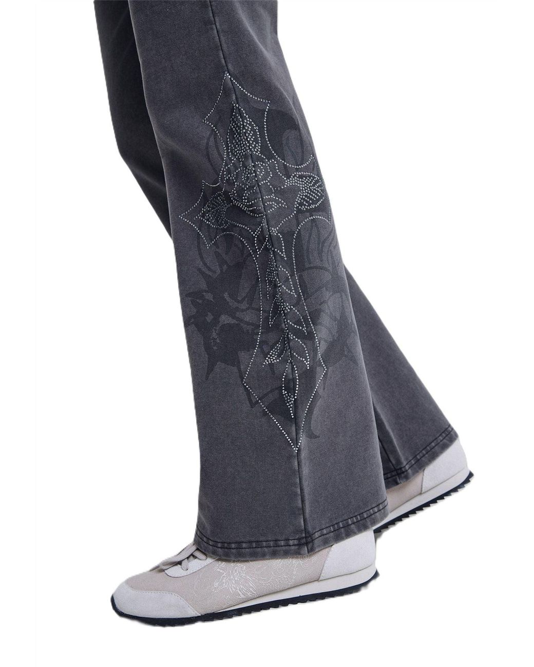 Ed Hardy Blue Cross And Thorn Flared Joggers