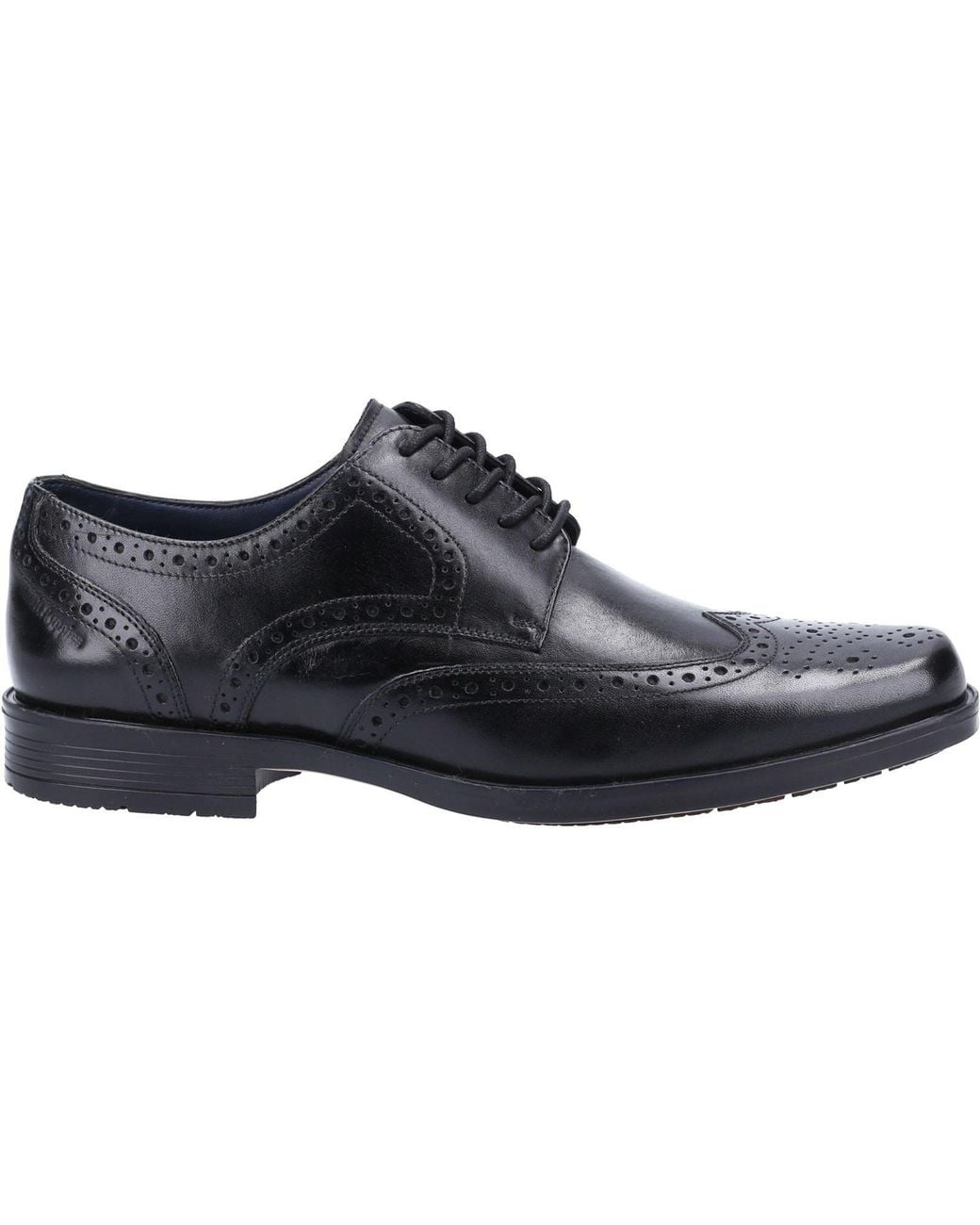 Hush Puppies Black Brace Brogue Leather Brogues Shoes for men