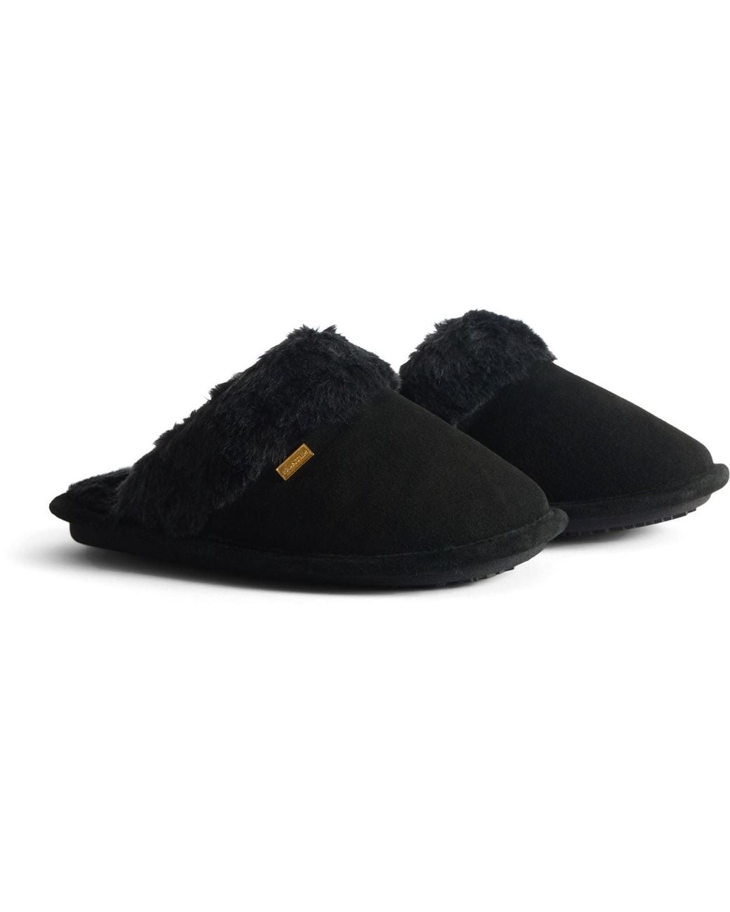 Hunter Black Mule Suede Slippers