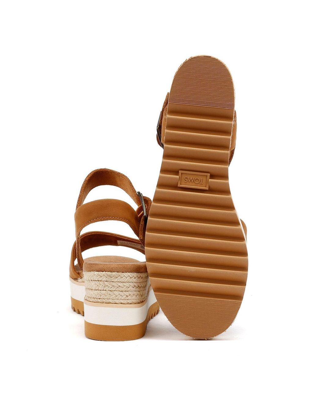 TOMS Brown Diana Leather Wedges