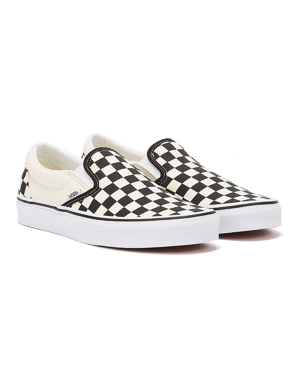 Vans White Classic Slip-On Checkboard Canvas Skate Trainers Rubber