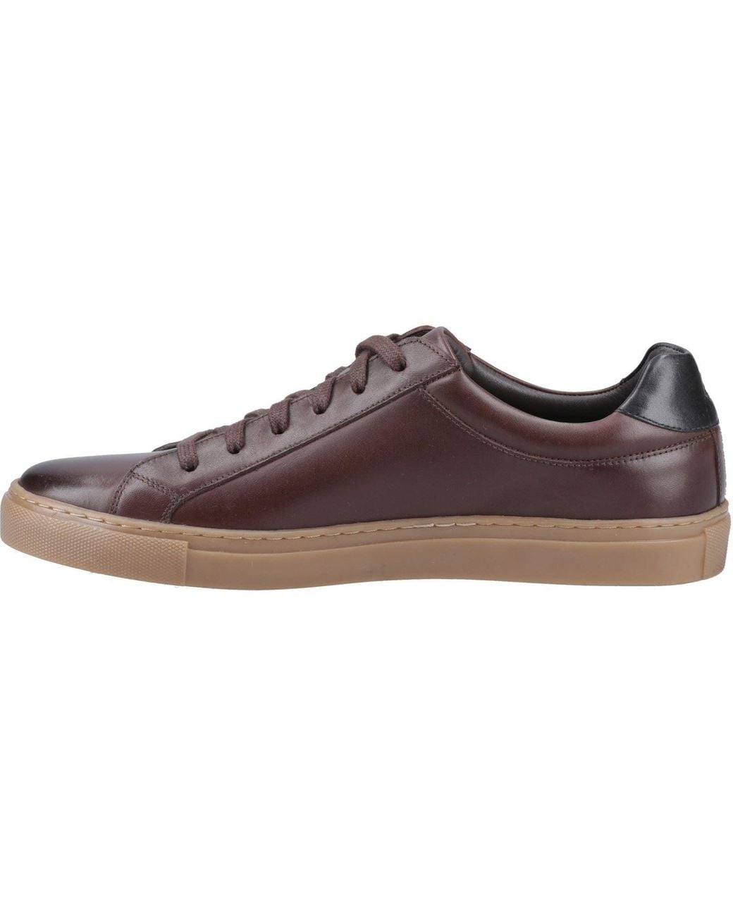 Hush Puppies Brown Colton Leather Coffee Trainers for men