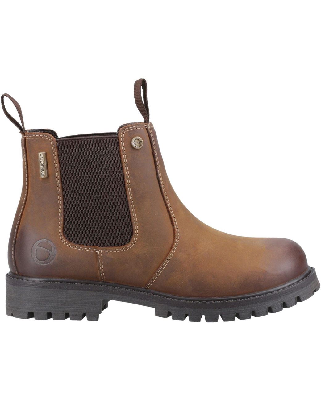 Cotswold Brown Aston Leather Boy's Flat Chelsea Boots for men
