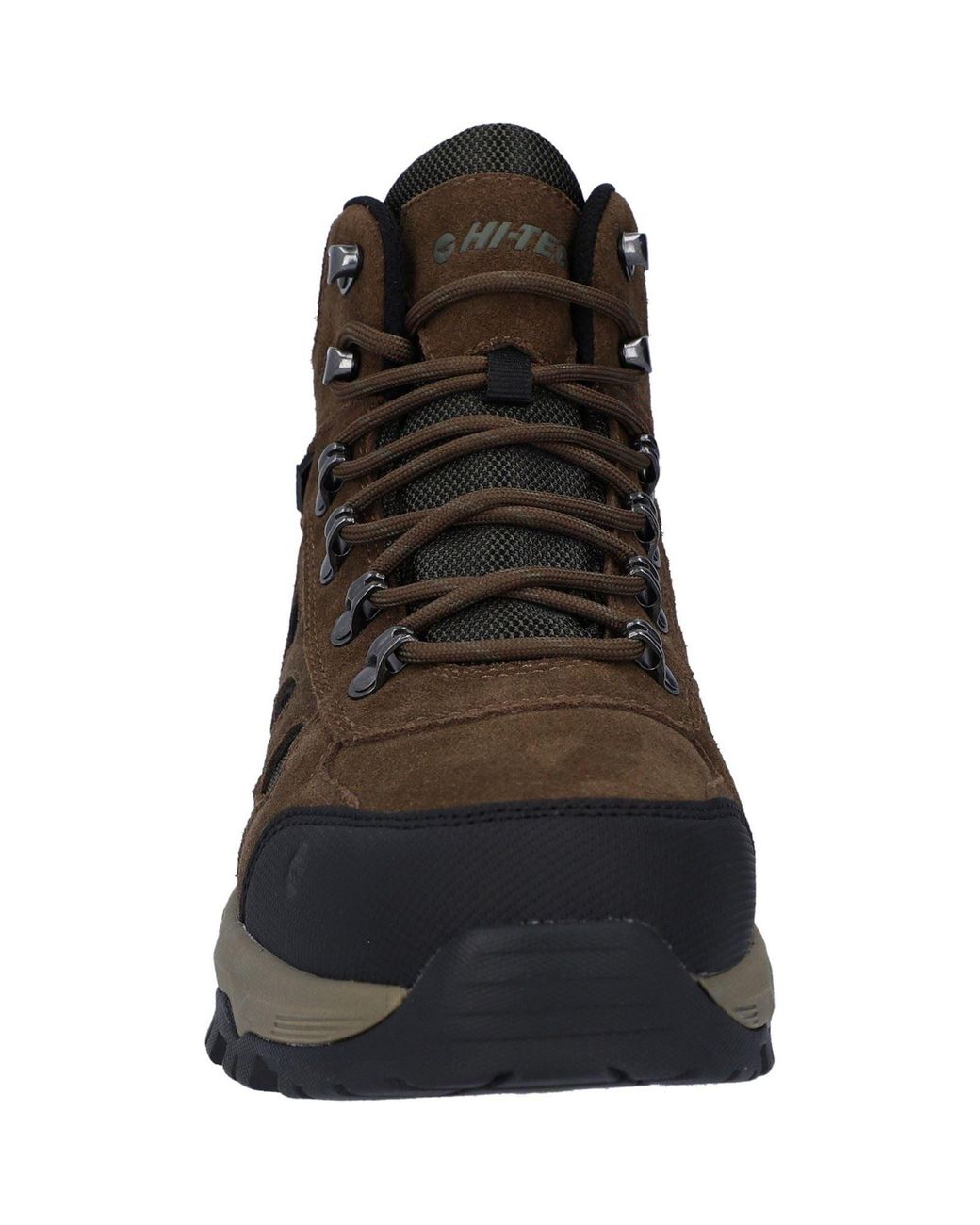 Hi-tec Black Bandera Expedition Mid Wide Leather Smokey/Khaki Hiking Boots for men
