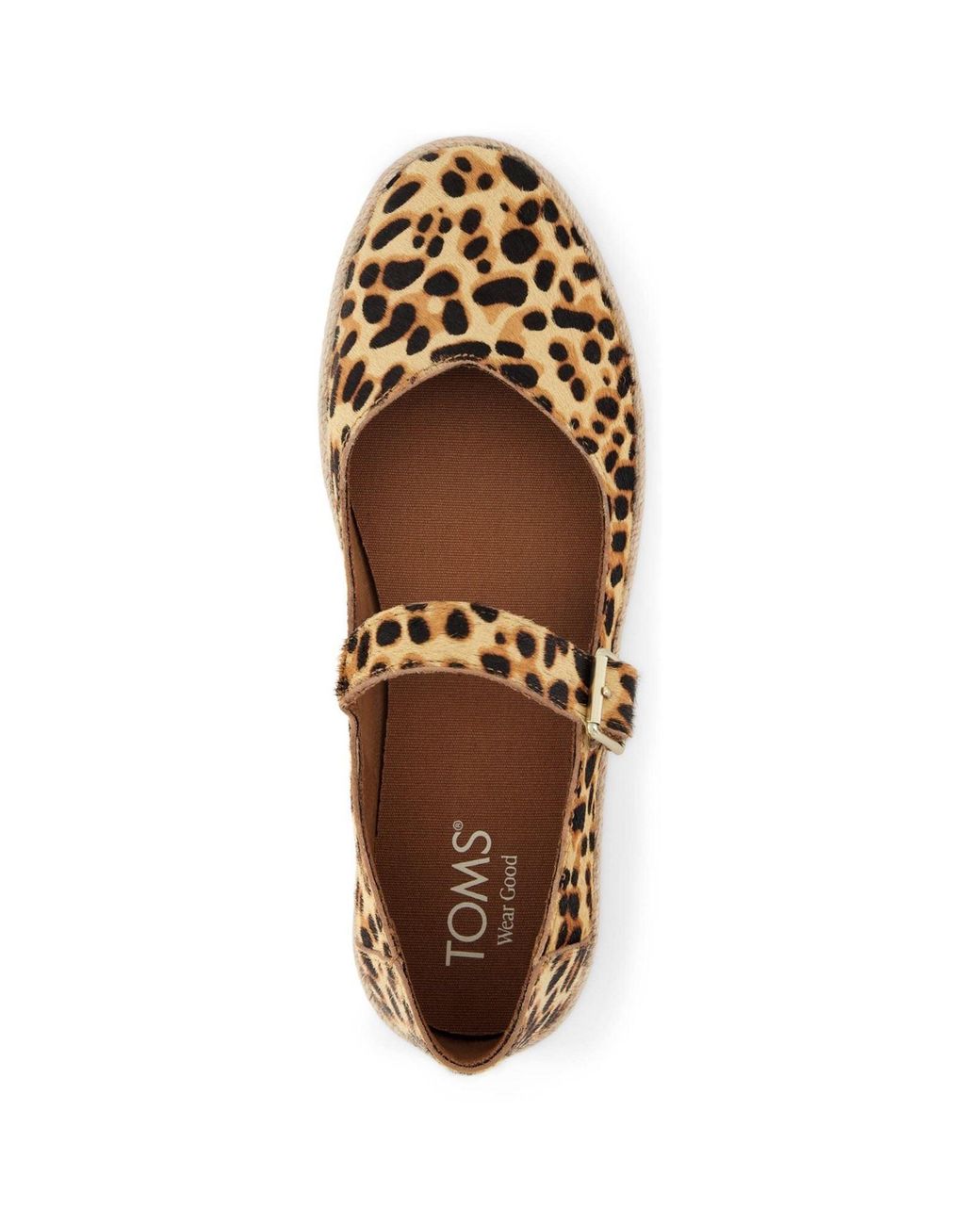 TOMS Brown Carolina Mary Jane Leather Leopard Print Espadrilles