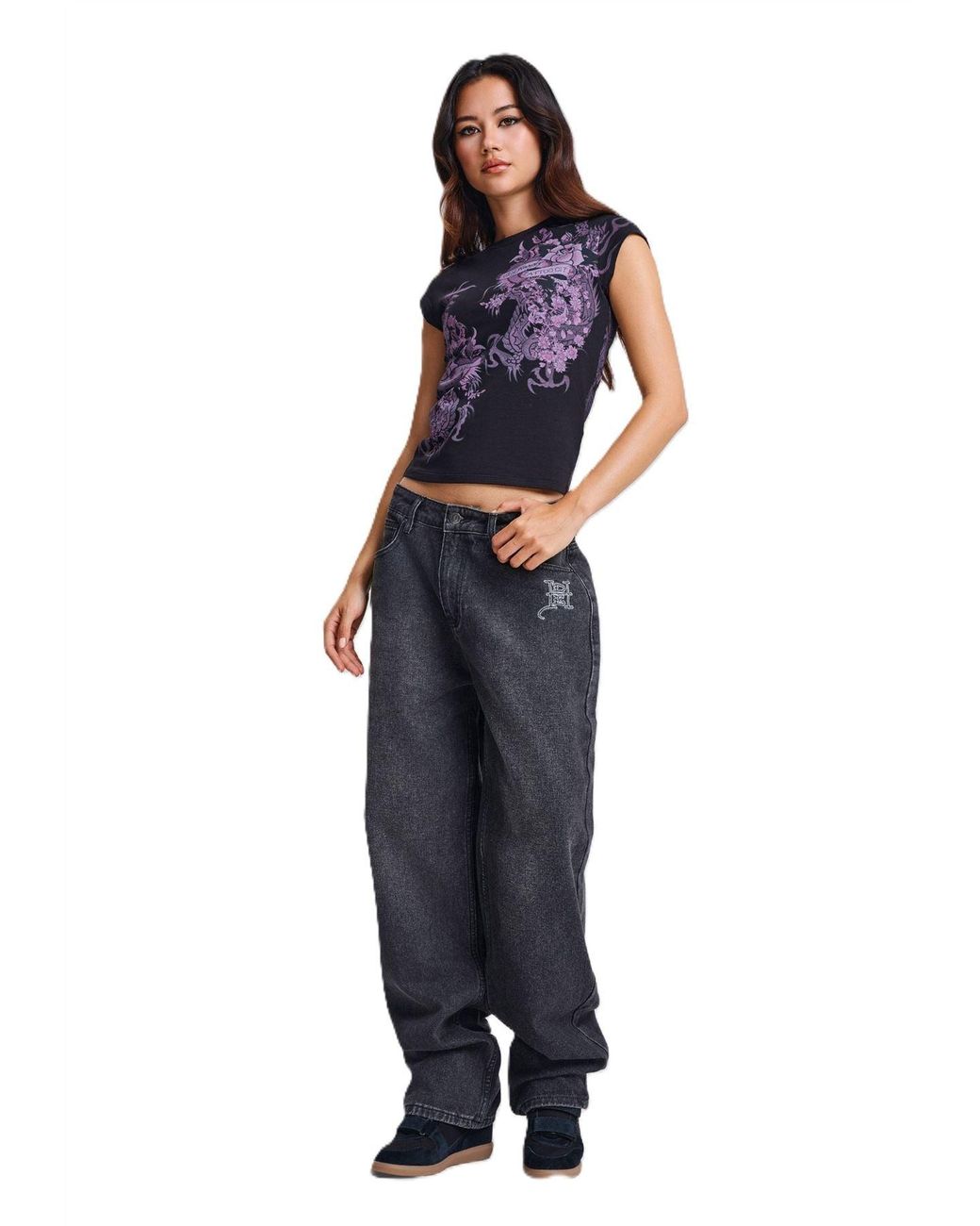 Ed Hardy Blue Tattoo City Cap Sleeve Top T-Shirts