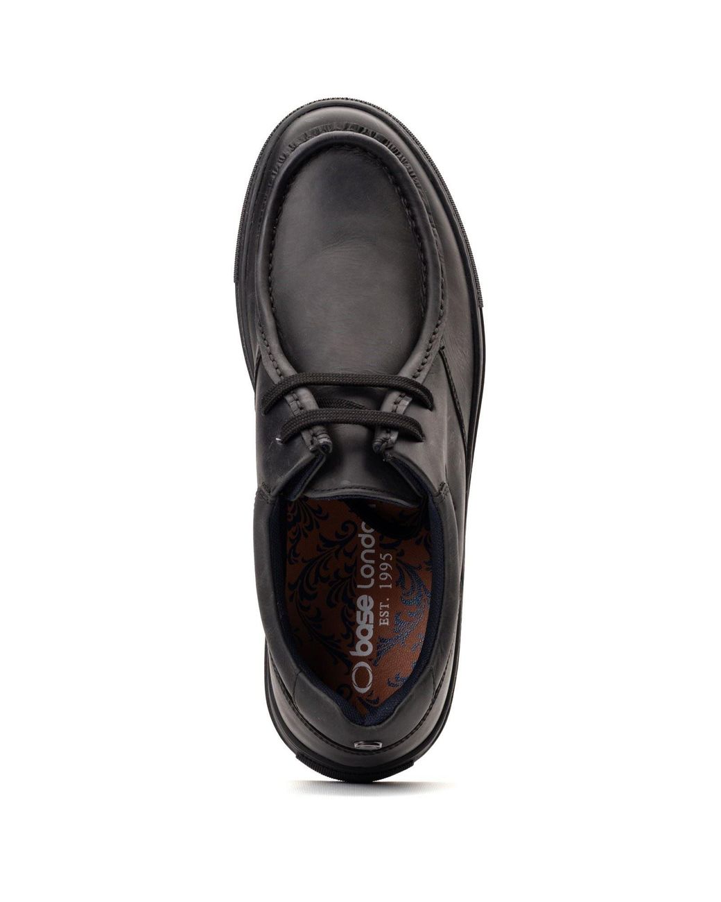 Base London Black Dalston Leather Moccasins Shoes for men