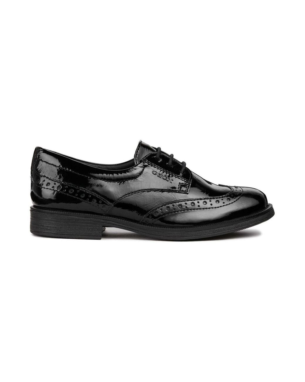 Geox Black J Agata D Leather Patent Brogues