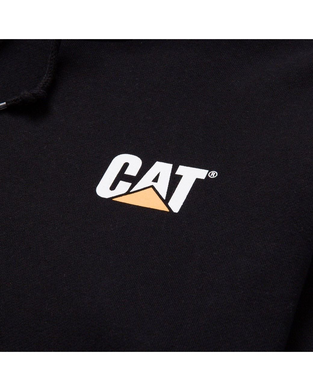 Caterpillar Black Trademark Banner Cotton Hoodie for men
